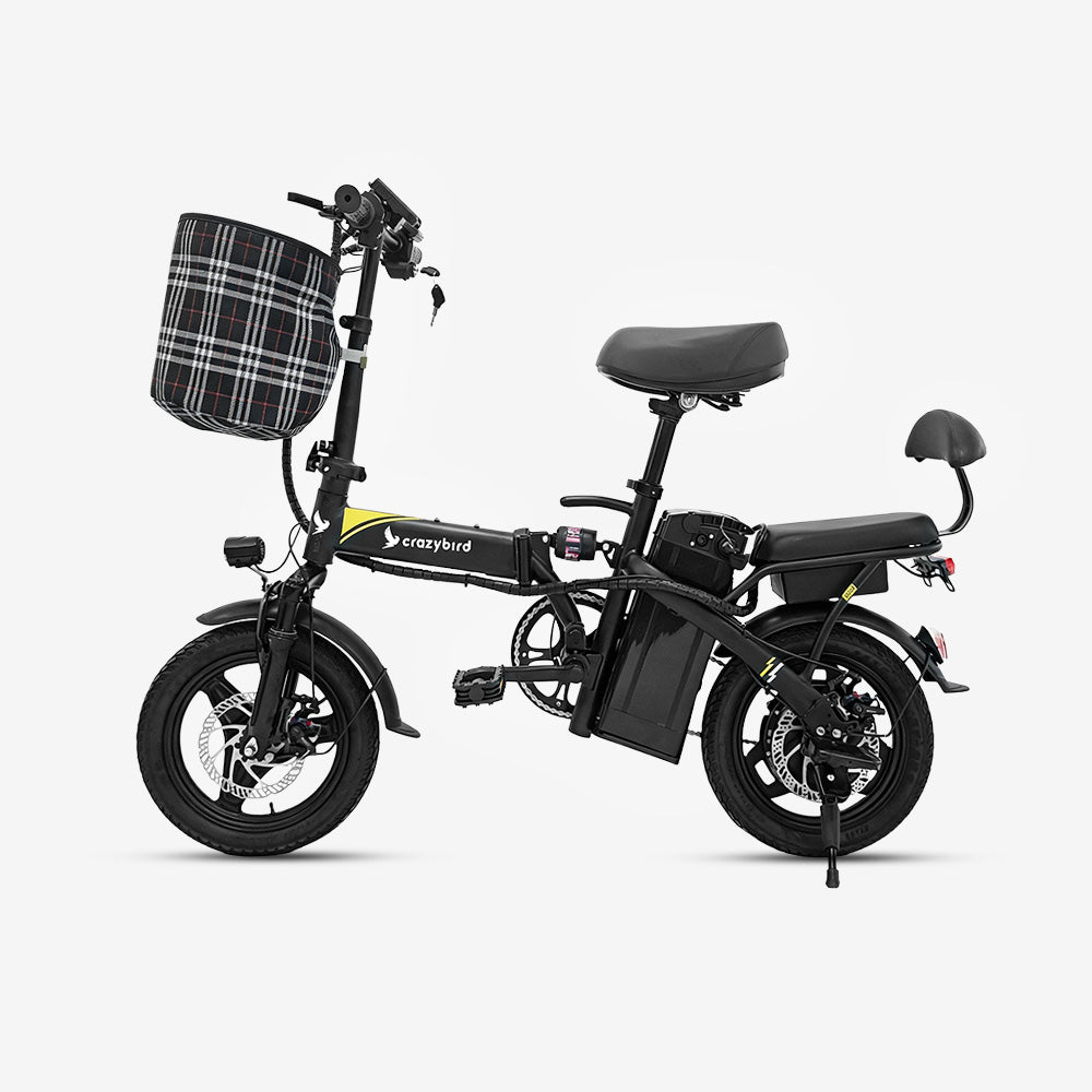 Crazybird CB9 Elektro-Klapprad für Erwachsene – 14 Zoll Vollfederung, 250W Motor, 48V Akku – Perfekt für Pendler & Stadt