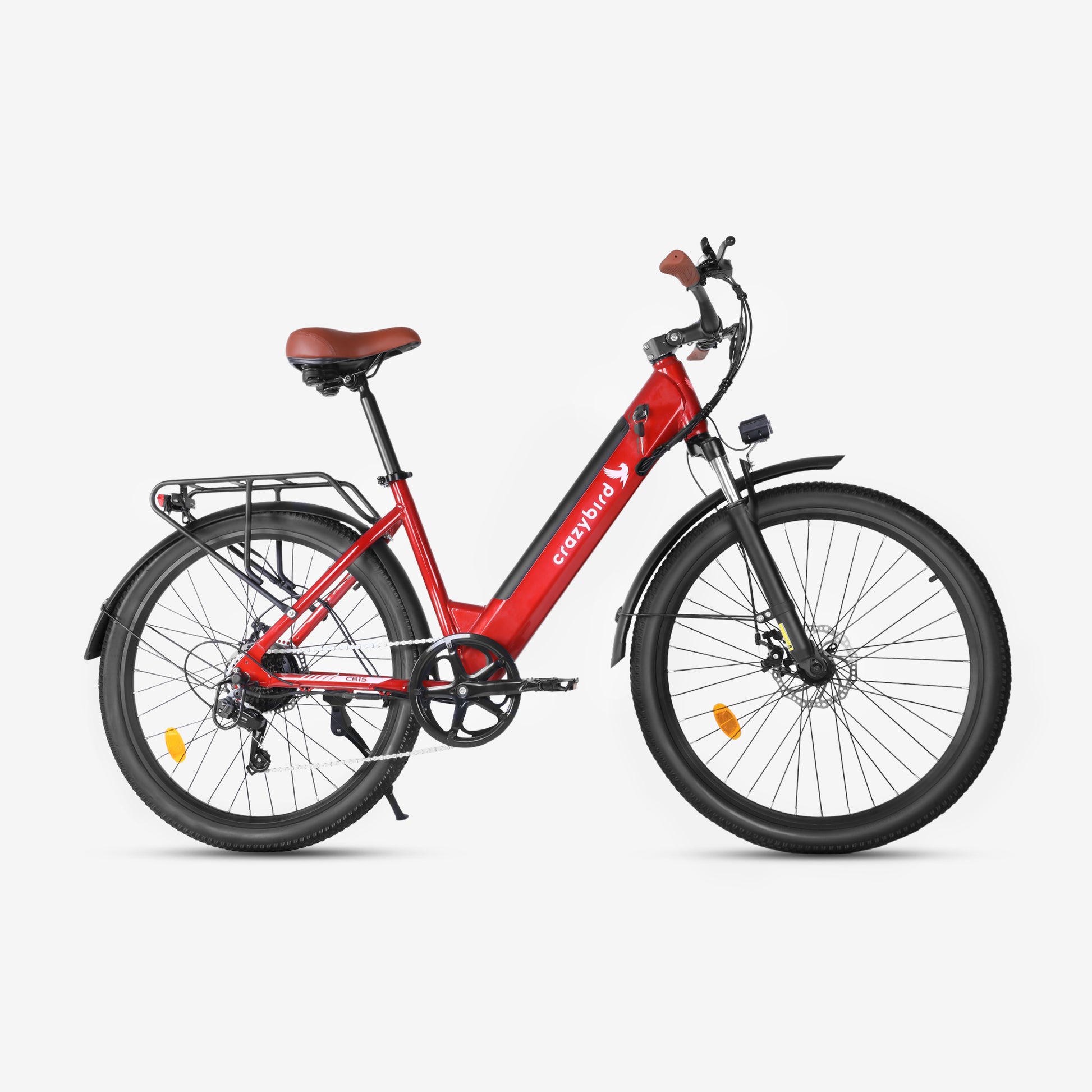 Crazybird CB15 Elektrofahrrad 26 Zoll, City & MTB E-Bike mit 250W Motor, 36V 7.8Ah Lithium-Akku, Shimano 7-Gang-Schaltung, 25 km/h, Gepäckträger & Schutzblech