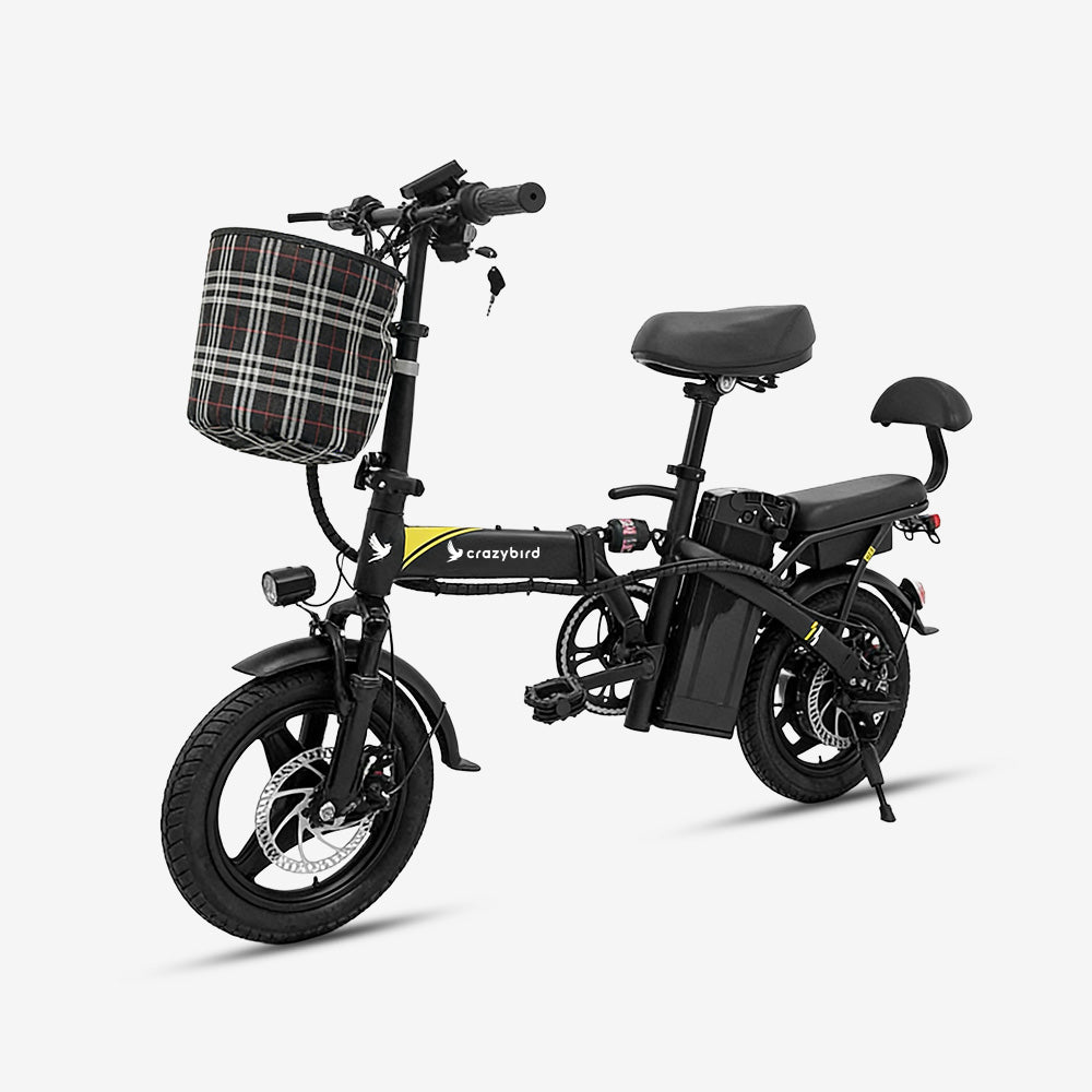 Crazybird CB9 Elektro-Klapprad für Erwachsene – 14 Zoll Vollfederung, 250W Motor, 48V Akku – Perfekt für Pendler & Stadt