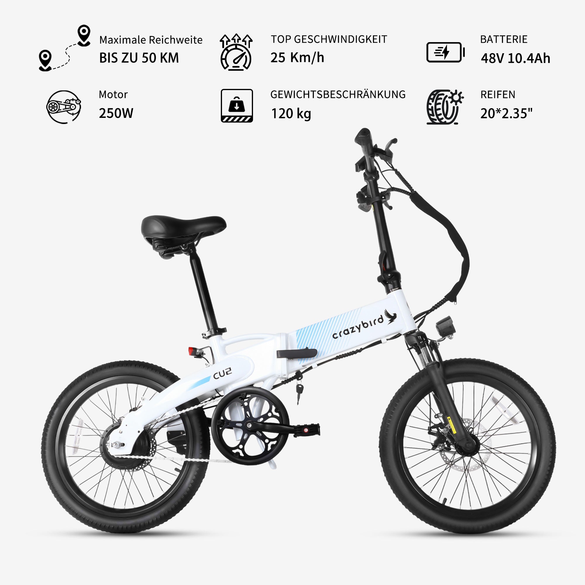 Crazybird-CU2 Elektrofahrrad für Erwachsene 20